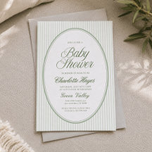 Ovale grüne gestreifte Babyparty-Einladung