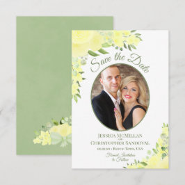 Ovale Hochzeit des Gelben Fotos Save The Date