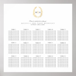 Ovale Hochzeit mit schwarzem Gold 15 Tafelsitzkart Poster