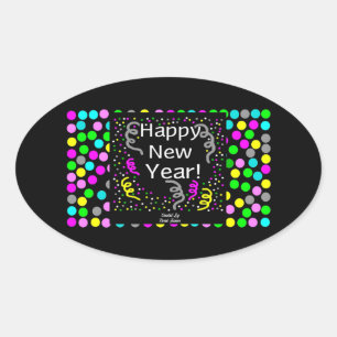 Ovale Joyeux Nouvel An Salutations Oval Sticker