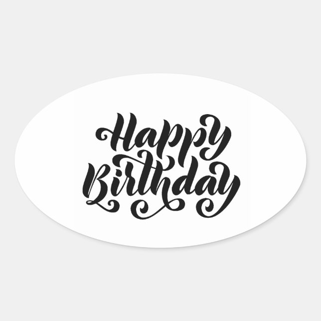Ovale Joyeux Sticker d'anniversaire (Devant)