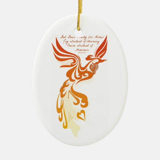 Ovale Keramik-Verzierung Jesajas 61 Phoenix Keramik Ornament (Vorne)