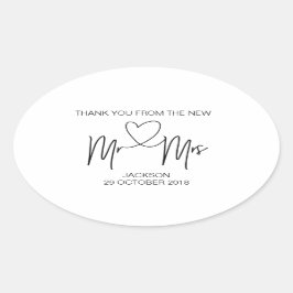 Ovale M. & Mme Merci Wedding Favor Sticker