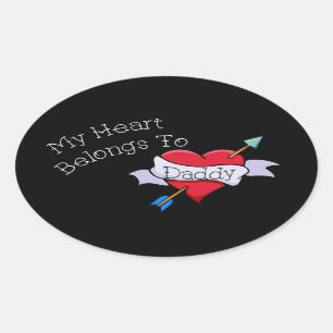 Ovale Mon coeur appartient à Daddy Tat Sticker