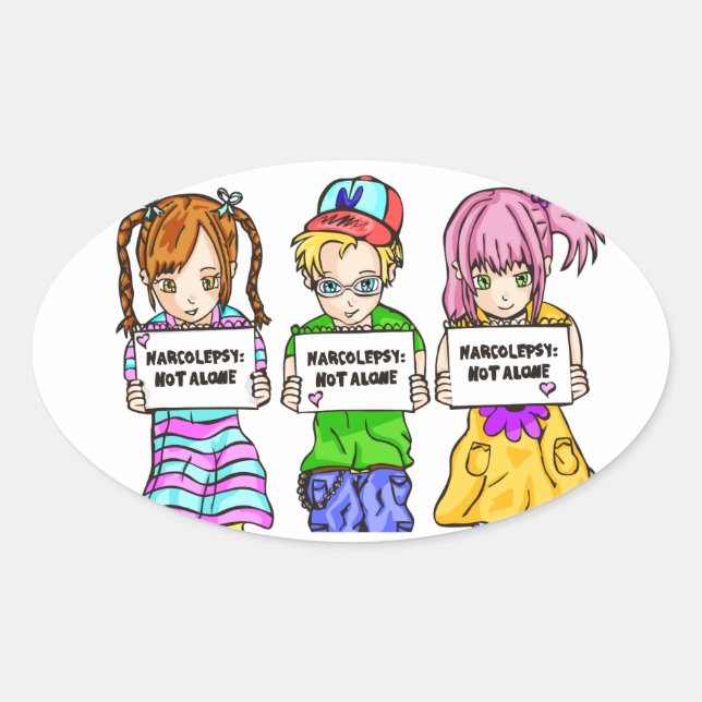Ovale NARCOLEPSY : Sticker amusant PAS ALONE™ (Devant)