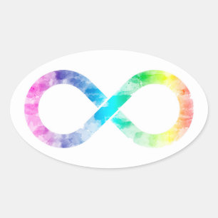 Ovale Neurodiversité Sticker en aquarelle arc-en-ciel