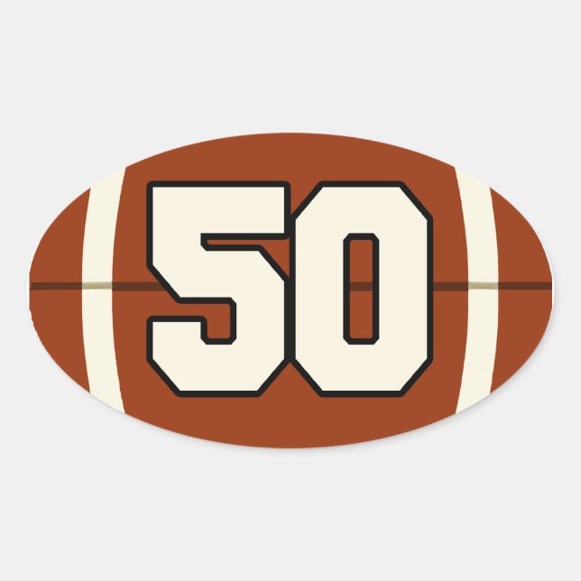 Ovale Numéro 50 Football StIcker (Devant)