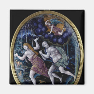 Ovale Plakette, die Adam und Eve darstellt Magnet
