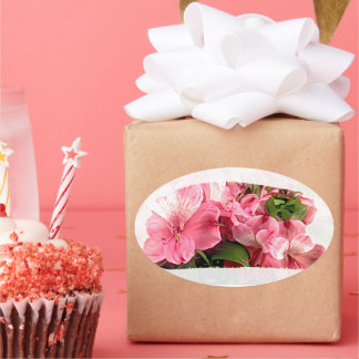 Ovale Pretty Pink Flower Sticker
