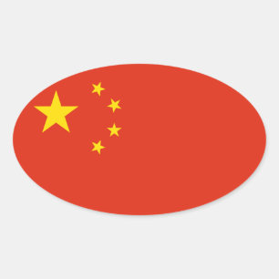Ovale Sticker à drapeau chinois