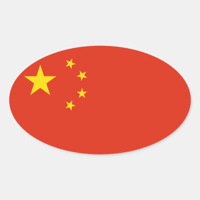 Ovale Sticker à drapeau chinois (Devant)