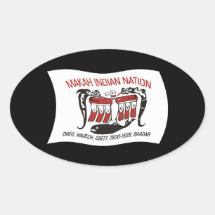 Ovale Sticker à drapeau de la tribu Makah