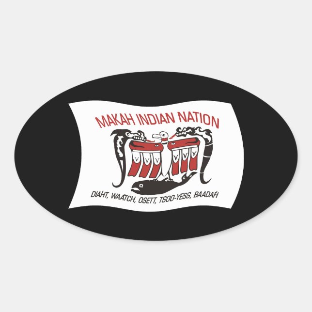 Ovale Sticker à drapeau de la tribu Makah (Devant)