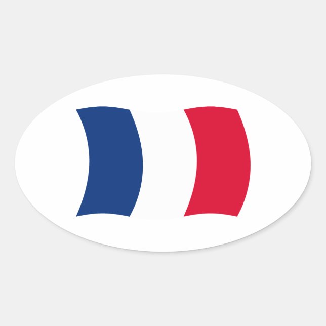 Ovale Sticker à drapeau français (Devant)