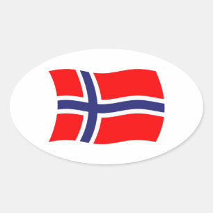 Ovale Sticker à drapeau norvégien
