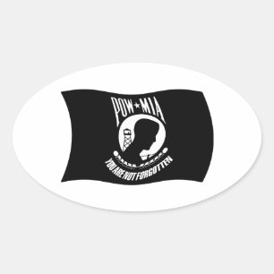 Ovale Sticker à drapeau POW & MIA
