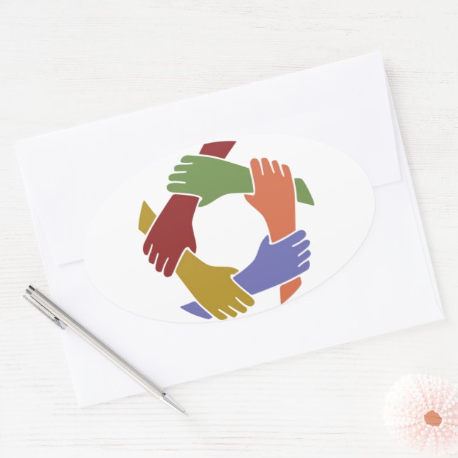 Ovale Sticker à main colorée (Enveloppe)