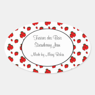 Ovale Sticker à Motif de fraises personnalisé