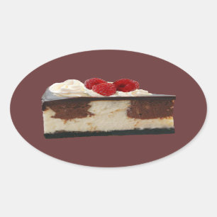 Ovale Sticker au gâteau au fromage à la framboise au cho
