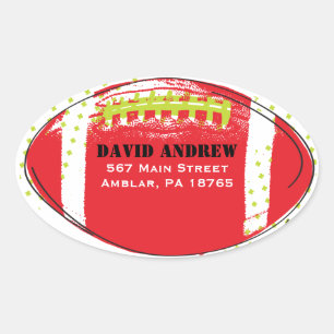 Ovale Sticker Bat mitzvah Retro Football à thème