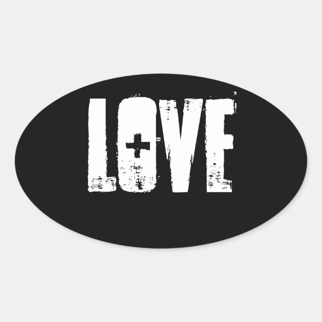 Ovale Sticker d'amour - Noir (Devant)