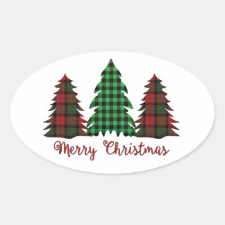 Ovale Sticker d'arbre de Noël plaqué