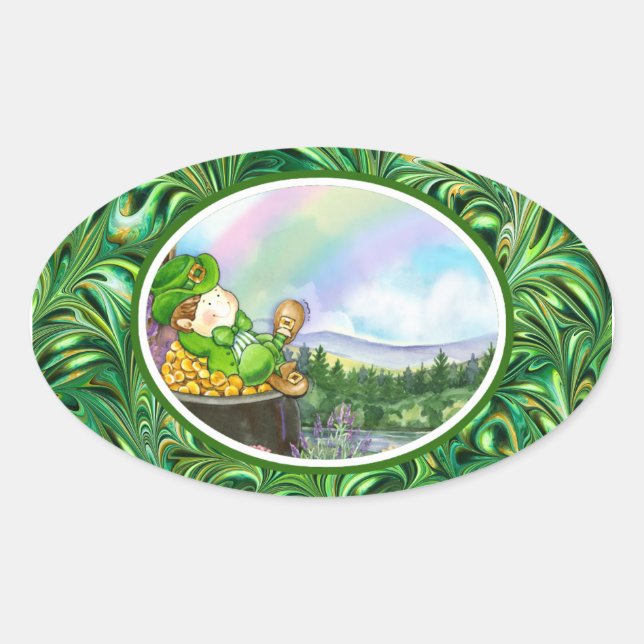 Ovale Sticker de la Saint Patrick (Devant)