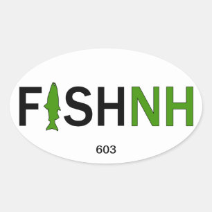 Ovale Sticker de pêche FISHNH New Hampshire - 603