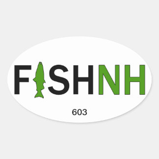 Ovale Sticker de pêche FISHNH New Hampshire - 603