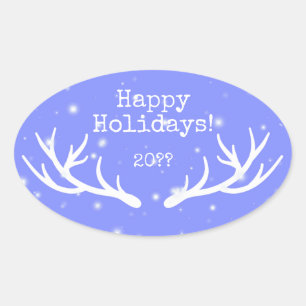 Ovale Sticker de vacances Oh Deer