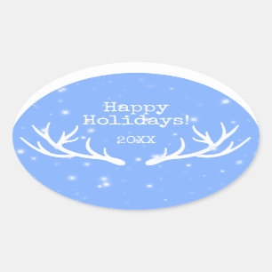 Ovale Sticker de vacances Oh Deer