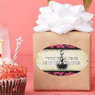 Ovale Sticker Diva Mode Orange Retro Dots