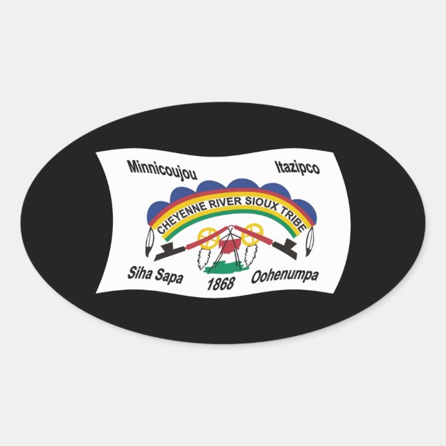 Ovale Sticker Drapeau Sioux de Cheyenne River (Devant)