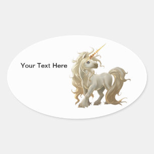Ovale Sticker en licorne dorée