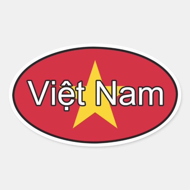 Ovale Sticker Euro Drapeau Vietnam (Devant)