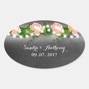 Ovale Sticker Faire-part de mariage de tableau noir