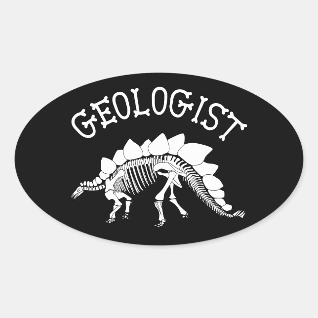 Ovale Sticker géologue (Stegosaurus) (Devant)