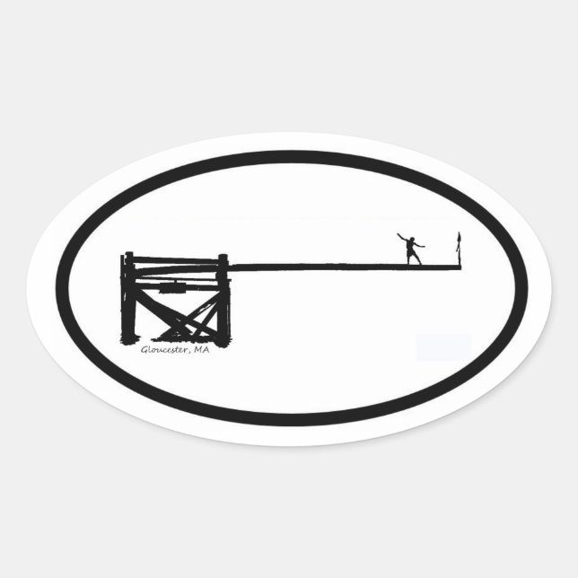 Ovale Sticker gras ~ Pole gras ~ Gloucester, MA (Devant)