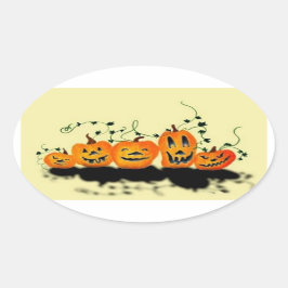 Ovale Sticker Halloween Citrouille idiot
