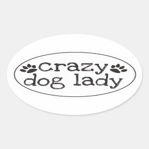 Ovale Sticker Lady Chien fou