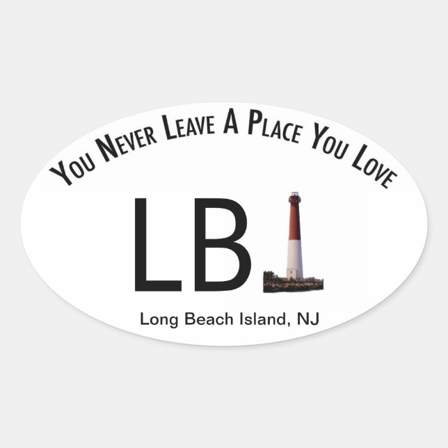 Ovale Sticker LBI Long Beach Island, phare NJ (Devant)