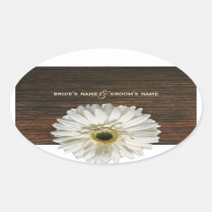 Ovale Sticker Mariage Gerbera blanc