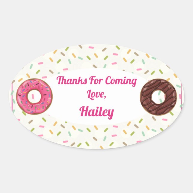 Ovale Sticker Merci Donut Party (Devant)