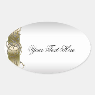 Ovale Sticker officiel Ornate Or Argent