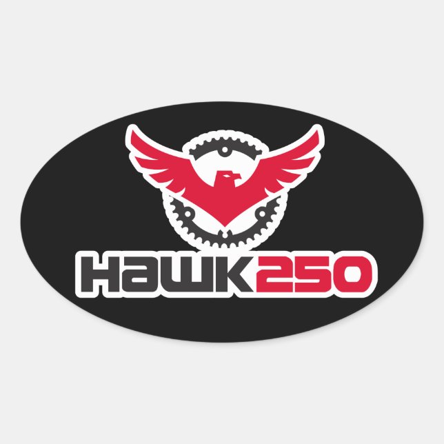 Ovale Sticker Oval Arrière - plan noir Hawk 250 (Devant)