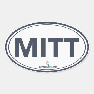 Ovale Sticker Oval Romney Ryan Mitt (Blanc / Bleu foncé)