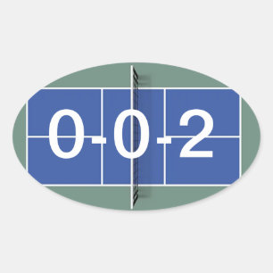 Ovale Sticker Pickleball "0-0-2" sur Pickleball Court