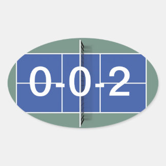 Ovale Sticker Pickleball "0-0-2" sur Pickleball Court