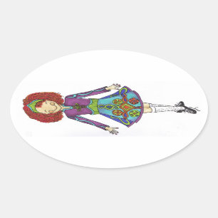 Ovale Sticker pour danseur irlandais gingembre