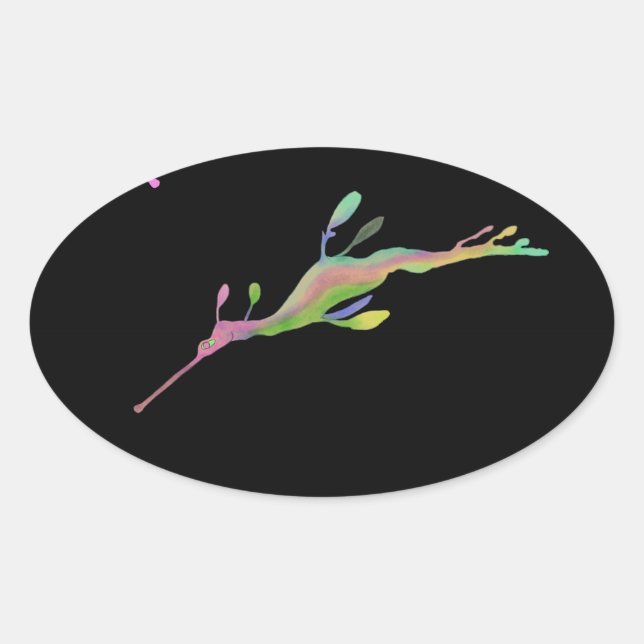 Ovale Sticker pour dragon de mer Rainbow Weedy - feuille (Devant)